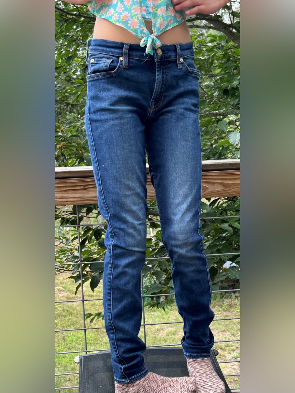 7 For All Mankind Dark Blue Skinny Jeans